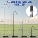 Liitrton 62.6 Inch Shepherds Hooks for Outdoor, Adjustbale Hummingbird Feeder Stand Bird Feeder Pole Wind Chime Stand with Flat Base, 4 Prongs Base and Water Weight Bag by GreenHaven Gardens