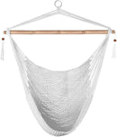 Lazy Daze Hammocks Hanging Chair Caribbean Swing Chair Hammock Chair w/Soft-Spun Cotton Rope, 40" Hardwood Spreader Bar Wide Seat, Max 300 Pounds, for Indoor Outdoor Garden Yard, White by GreenHaven Gardens