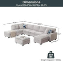 L Lengend Vansen Modular Sectional Sofa U Shaped Couch with Ottoman Modern Reversible Corner Sectional Couch for Living Room (Light Grey, U Shaped Sofa-4) by CozyNest Decor
