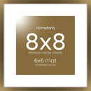 Homeforia 8x8 Picture Frames Bronze, High End Metal 8 x 8 Square Photo Frame with Mat 6 by 6, 8x8 Brass Frame Matted to 6x6 inch Print, 8by8 Wall or Tabletop Frames, Tempered Glass, Wall Kit, Set of 1 by CozyNest Decor