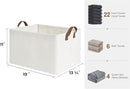 StorageWorks 45L Extra Large Fabric Storage Bins with PU Handles, Storage Baskets for Organizing, Large Laundry Basket, 2-Pack, Beige, 19" L X 13.25" W X 11" H by CozyNest Decor