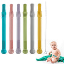 Fu Store Hollow Teether Tube Chew Straw Sensory Toy for Infant Toddlers Silicone Tubes Teething Toys for Babies 3-12 Months 0-36 Months Gifts Learning Developmental Toys BPA Free Freezable 6 Pack by TinyTreasures Baby Boutique