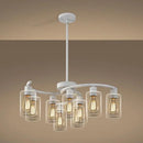 9-Light Antique White Chandelier with Clear Glass Shade, French Country Chandeliers for Dining Room, Adjustable Height Hanging Chandelier for Kitchen Island Living Room Foyer Bedroom by CozyNest Decor