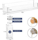 PMMASTO Adhesive Acrylic Spice Rack Organizer with 12 Empty Square Spice Jars, 238 Spice Labels with Chalk Marker and Funnel Complete Set for Kitchen Cabinet/Pantry Door (Clear - 2 Pack) by CozyNest Decor