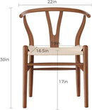 Tomile Solid Wood Wishbone Chair Y Chair Mid-Century Armrest Dining Chair, Hemp Seat (Ash Wood - Walnut., Pack of 1) by CozyNest Decor