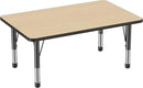 FDP Rectangle Activity School and Classroom Kids Table (30 x 48 inch), Chunky Toddler Legs, Adjustable Height 15-24 inches - Maple Top and Black Edge by CozyNest Decor
