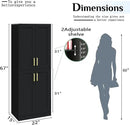 Tall Storage Cabinet with Doors & Shelf for Bathroom, Living Room, Entryway - Black by CozyNest Decor
