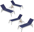 PURPLE LEAF Outdoor Chaise Lounge Adjustable Sunbathing Recliner with Side Table Navy Blue 2 Sets by GreenHaven Gardens