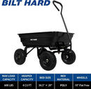BILT HARD Poly Garden Dump Cart 600 lbs with No Flat Tires, Quick Release, 4 Cu Ft Dump Wagon Heavy Duty for Yard, Outdoor by GreenHaven Gardens
