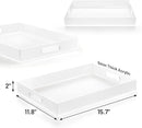 Large Acrylic Serving Tray Decorative Ottoman Coffee Table Vanity Tray Tea Fruit Platter Snack Appetizer Dessert Drink with Handles for Bar Kitchen Party, Frosted by CozyNest Decor