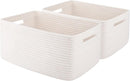 OIAHOMY Storage Basket for Shelves, Closet Cube Storage Bins Baskets for Clothes Blanket Towels, Baby Nursery, Toy Baskets Box, Woven Rope Basket, 15.75*11.81*7.09 IN, 2 Packs White by TinyTreasures Baby Boutique