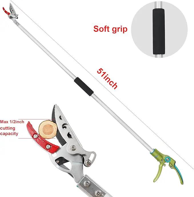 GARTOL Cut & Hold Pole Pruner, 4.2 FT Lightweight Fruit Picker with 180° Rotating Handle, SK5 Steel Blade Cuts up to 1/2 Inch, Long Reach Garden Tree Trimmer & Branch Cutter for Shrubs, Bushes, photo 2 of 6