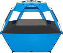WhiteFang Deluxe Pop Up Beach Tent Sun Shade Shelter for 3-4/5-6 Person, UV Protection, Extendable Floor with 3 Ventilating Windows Plus Carrying Bag, Stakes, and Guy Lines by TinyTreasures Baby Boutique