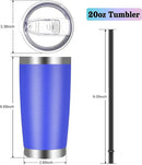 VEGOND 20oz Tumbler with Lid and Straw Stainless Steel Tumbler Cup Vacuum Insulated Double Wall Travel Coffee Mug Powder Coated Coffee Cup (Bluish Violet 1 Pack) by TinyTreasures Baby Boutique