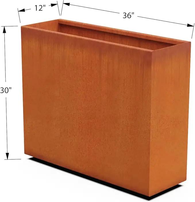 Corten Steel Planter Rectangle Outdoor Metal Garden Box Heavy Duty | Made in USA | Fully Assembled, photo 5 of 7