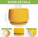 G EPGardening Ceramic Plant Pot - 6 Inch Ceramic Planter with Drainage Hole and Tray, Modern Round Planter, Flower Pot for Indoor Outdoor Plants, Plants Lovers Gifts, House Garden Decor, Yellow by GreenHaven Gardens
