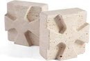 Natural Marble Bookends for Heavy Books, Heavy Duty Square Decorative Stone Book Ends for Shelves, Aesthetic Travertine Book Holder, Modern Office Bookshelf Stopper Decor, Beige, Set of 2 by CozyNest Decor