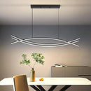 Modern Chandelier, Linear Pendant Light LED Dimmable Hanging Light Fixture, 3000K-6500K with Remote Control (Black, 47IN) by CozyNest Decor