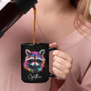 Colorful Raccoon Black Mug, Custom Choose Name Raccoon Coffee Cup, Gift For Men Women, Personalized Animal Lover Ceramic Mug, Customized Animal Design Cup 11oz 15oz by CozyNest Decor