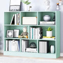 IOTXY Open Shelf Low Bookcase - Wooden 3-Tier Floor Standing Display Cabinet Organizer with Base, 8 Cubes Short Horizontal Bookshelf in Tiffany-Green by CozyNest Decor