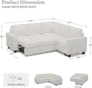 Belffin Plush Corduroy Modular Sectional Sofa with Pull Out Bed Convertible Small Sectional Corner Couch for Living Room White Couch by CozyNest Decor