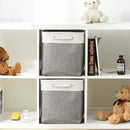 TcaFmac Organization and Storage Basket for Organizing - 16x12x12 inch Large 2 Pack Collapsible Storage Bins for Shelves, Fabric Storage Cubes for Box Closet Cloth Toy Books Kids (White & Grey) by CozyNest Decor