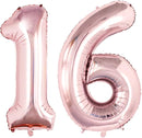 GOER Number 16 Balloons for 16th Birthday Sweet 16 Party Decorations,42 Inch Jumbo Foil Helium 61 Balloons for 61st Birthday Party Decoration (Rose Gold) by TinyTreasures Baby Boutique