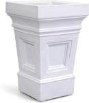 Step2 Atherton Square Planter, Large Planters for Outdoor Plants, Gardening and Flower Pot for Patio or Porch, Efficient Drainage, Durable Plastic, Classic White by CozyNest Decor