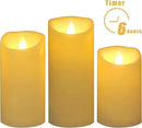 CANDLE CHOICE Waterproof Outdoor Battery Operated Flameless Pillar Candles with Timer Realistic Flickering Plastic Fake Electric LED Lights for Lantern Garden Wedding Christmas Decorations 3 Pack by GreenHaven Gardens