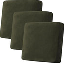 H.VERSAILTEX Velvet Stretch Couch Cushion Cover Plush Cushion Slipcover for Chair Loveseat Sofa Cushion Furniture Protector Seat Cushion Sofa Cover (3 Piece XL Sofa Cushion Covers, Olive) by CozyNest Decor