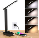 Addtam LED Desk Lamp, Power Strip with 3 Outlets 4 USB Charging Ports(2 USBC), 4 Modes 5 Level Brightness Touch Lamp, Small Desk Lamp for Home Office College Dorm Room Essentials, 10FT by CozyNest Decor