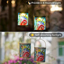 Starsoul 2 Pack Hanging Solar Lantern Outdoor Waterproof Glass Dragonfly and Lotus Decorative Solar Lights for Outside Garden Yard Table Patio Decor by GreenHaven Gardens