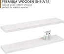 Floating Shelves 36 Inches Long - 8 Inch Deep Rustic Premium Solid Pine Wood for Storage - Farmhouse Wall Mounted for Living Room - Heavy-Duty Metal Bracket - 36" W x 8" D - Set of 2 - White Color by CozyNest Decor