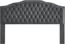 24KF Upholstered Button Tufted King Size Headboard with Nailhead Trim, Soft Velvet Fabric Headboard King/Cal King Size -Dark Gray by CozyNest Decor