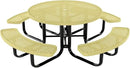 Heavy-Duty Portable Outdoor Kids Table with Umbrella Hole, Punched Steel Kids Picnic Table, Commercial-Grade, Made in America (46 in, Round, Childrens, Textured Sandstone) by GreenHaven Gardens