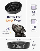 Slow Feeder Dog Bowl - Ceramic 3 Cup Puzzle Maze for Medium & Large Breeds, Puppies & Fast Eaters, Pet Food Dish Black by CozyNest Decor