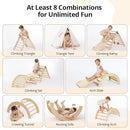 Pikler Triangle Set with Cushion, 8-in-1 Toddler Climbing Toys Indoor, Wooden Montessori Climbing Set with Arch Ramp,Ladder&Tent Cloth, Baby Indoor Climber Jungle Gyms for Toddlers Toy, Natural by TinyTreasures Baby Boutique