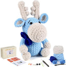Crochet Animal Kit – 10in Adorable MOOSE, Amigurumi Crochet Kit For Intermediate Advanced level, Kids Knitting Kit with Detailed Videos Tutorials, Yarn, Crochet Hook, Best Gift For Crochet Lovers by TinyTreasures Baby Boutique