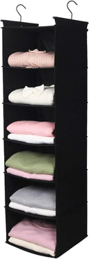 MAX Houser 6 Tier Shelf Hanging Closet Organizer, Closet Hanging Shelf with 2 Sturdy Hooks for Storage, Foldable (Black) by CozyNest Decor