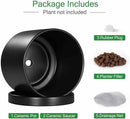 Aveyas 8 inch Ceramic Plant Pot with Drainage Hole and Saucer - Suitable for Indoor and Outdoor Use, Modern Planters for House Garden Flower Tree Snake Monstera Plants (8", Matte Black)