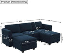 Belffin Modular Sectional Sofa with Double Chaise Velvet U Shaped Sofa Reversible Sectional Couch with Storage Blue by CozyNest Decor