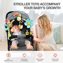Koty Baby Stroller Arch Toy with Teether, Rattle, Crinkle Sound, Mirror & Music Box, Newborns Sensory Activity Carrier Take-Along Toy, Adjustable for Bouncers, Car Seat & Pram 0M+(Toucan) by TinyTreasures Baby Boutique