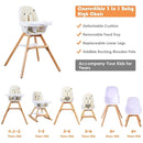 BABY JOY 3 in 1 High Chair, Baby Eat & Grow Convertible Wooden High Chair/Rocking Chair/Booster Seat/Toddler Chair, Infant Dining Chairs w/Double Removable Tray, 5-Point Seat Belt & PU Cushion, Beige by TinyTreasures Baby Boutique
