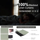 Sage Green Linen Curtains 108 Inches Long 2 Panel Set 100% Blackout Insulated Thermal Curtains for Summer Heat Blocking Light Green Drapes for Bedroom Living Room Sliding Door Rustic Country Farmhouse by CozyNest Decor
