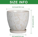 6 Inch Ceramic Plant Pot for Indoor Plants Outdoor Round Planter Flower Pot with Drainage Hole and Saucer for Home Garden Office Decor White by GreenHaven Gardens