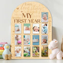 ORIGACH My First Year Baby Growth Photo Display Wood Board - 12 Months Newborn Milestones Photo Board - Neutral Baby Keepsake Board 1st Birthday Party Nursery Decor New Mom Gift - Sentiment Words by TinyTreasures Baby Boutique