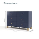 Storkcraft California 6 Drawer Double Dresser (Midnight Blue with Driftwood) – GREENGUARD Gold Certified, Spacious Storage Organizer for Kids’ Room, Safety Interlocking Drawer System by TinyTreasures Baby Boutique