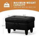 Ottoman Rectangular Storage Ottoman Bench, Faux Leather Footrest, Coffee Table, Stool Footstool with Hinged Lid for Living Room, Bedroom, Entryway, Black, 28.5"x19"x17.5" by CozyNest Decor