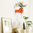 Orange Wall Sculptures, Hand Vases Home Decor, Wall Mount Art Sculpture, Unique Wall Art Statue, Funky Flower Vase Decorations, Modern Eclectic Hanging Decor,Glass Test Tube Vase (Orange) by CozyNest Decor