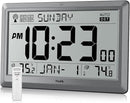 Wall Clock Atomic with Indoor Outdoor Temperature Battery Powered, Easy Reading with 10.5 Inch Large LCD Display, 330FT Range Table Wall Clock With DST, 12/24 Hour for Living Room Kitchen (Silver) by CozyNest Decor